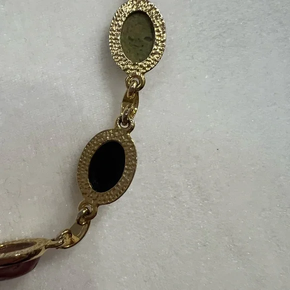 Egyptian Revival Vintage Multicolor Stone Scarab Necklace - Picture 5 of 7